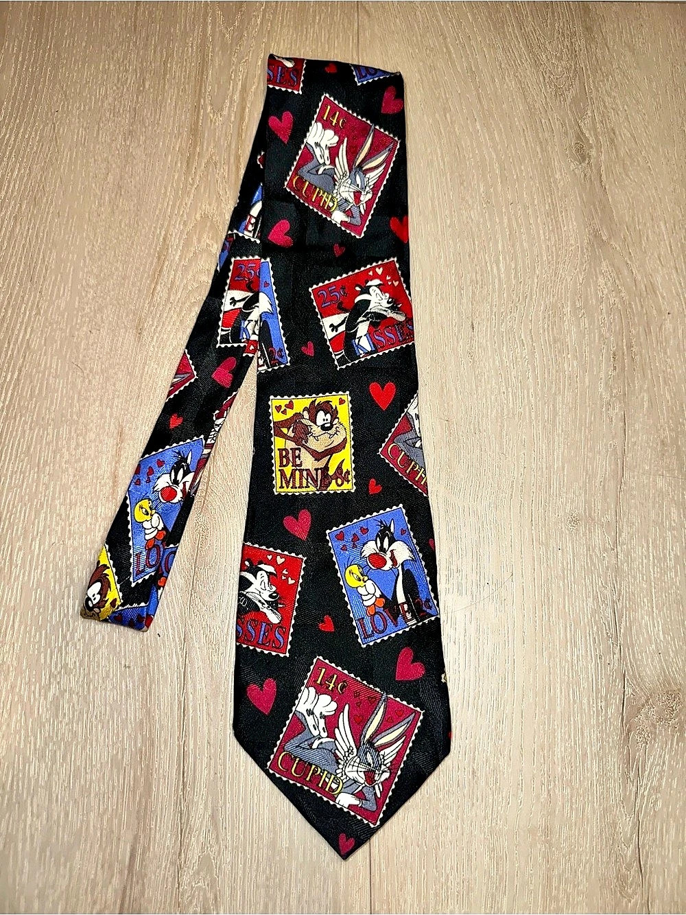 Looney Tunes Character Print Silk Tie Like New